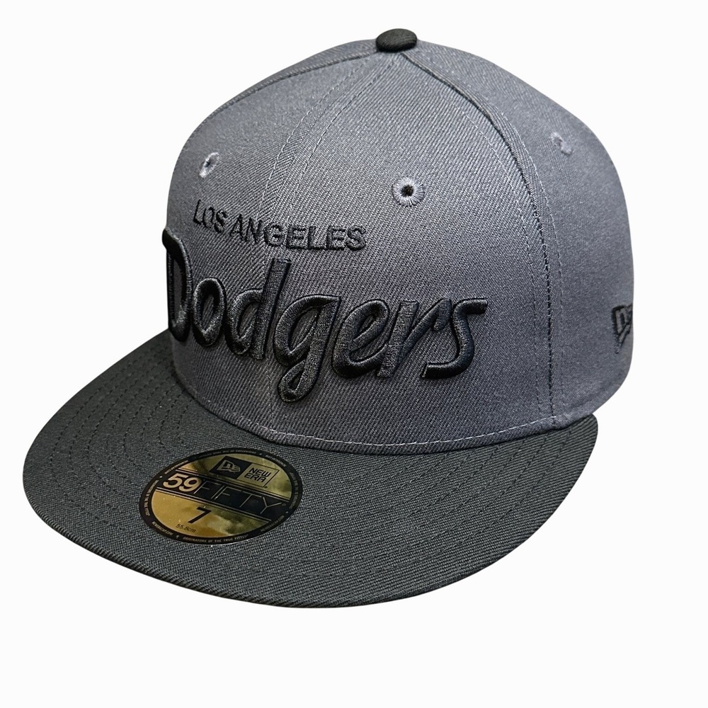 Los Angeles Dodgers‎ New Era 59FIFTY Fitted Hat Cap Size 7 Gray Black MLB New